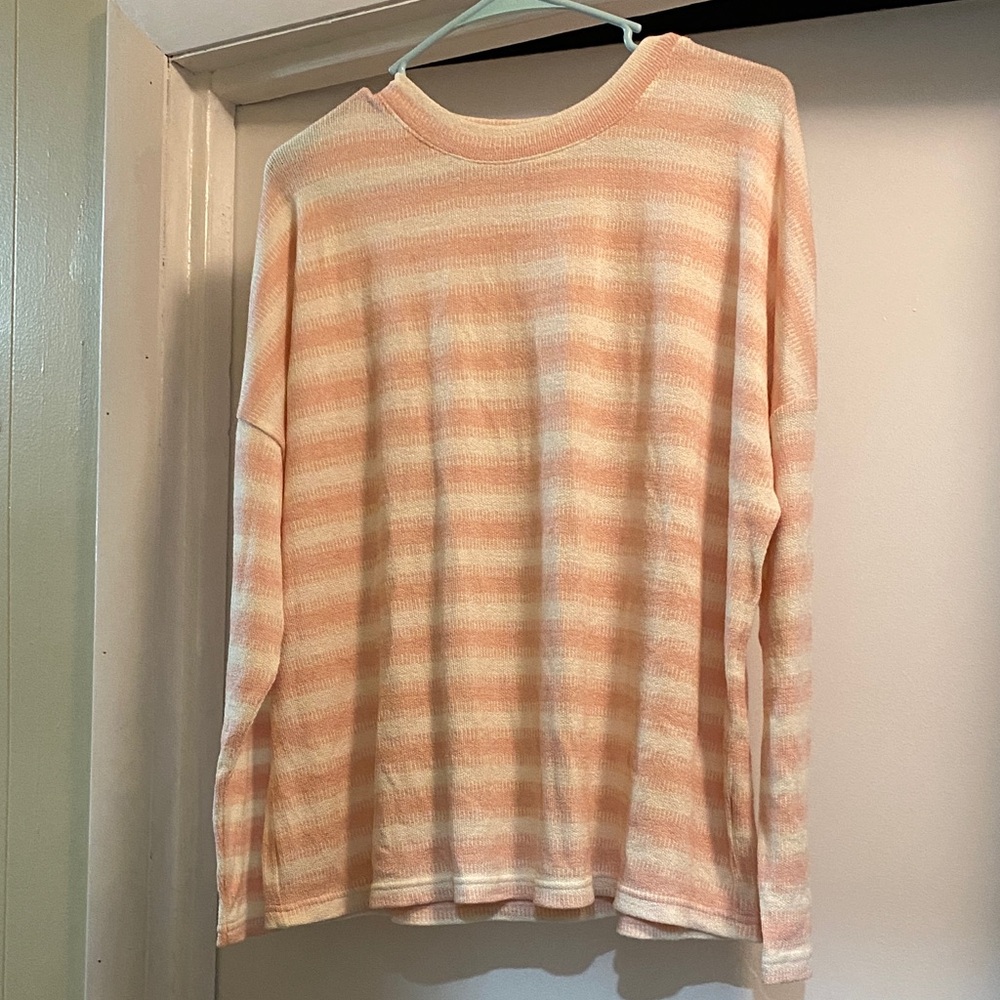 Time and Tru Peach and Cream Knit Top